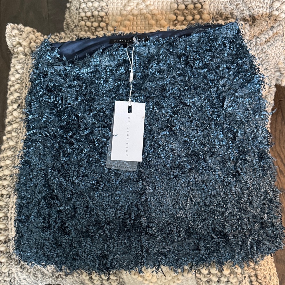 Endless Rose Navy Textured Mini Skirt